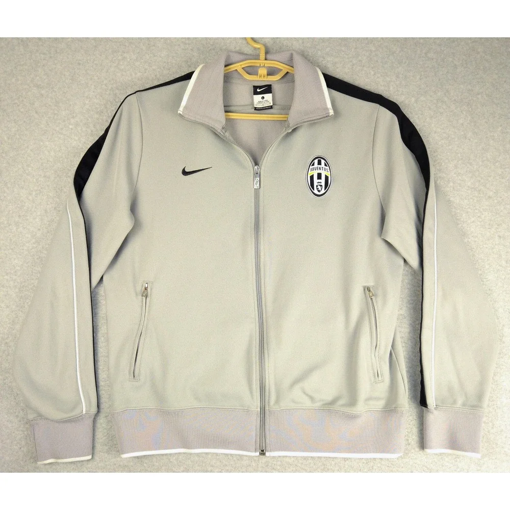 Nike Juventus FC Track Jacket Mens Large Grey Black Full Zip Soccer 436937-080‎
